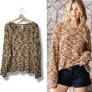 7th Ray Chenille Slouchy Sweater Drop Shoulders Cozy Relaxed Pullover Size M